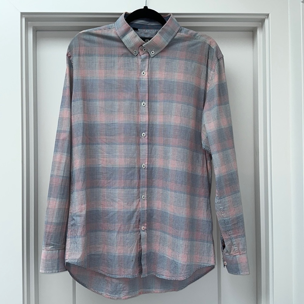 Blue and Red Striped Dress Shirt
